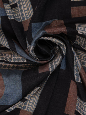 Black Abstract Geometric Printed Semi Tussar Saree - Diadem