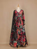 Black Abstract Printed Crepe Gown