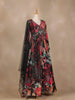 Black Abstract Printed Crepe Gown