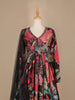 Black Abstract Printed Crepe Gown