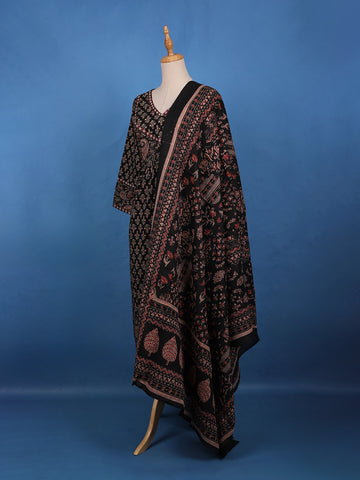 Black Ajrakh Design Printed Cotton Salwar Suit - Diadem