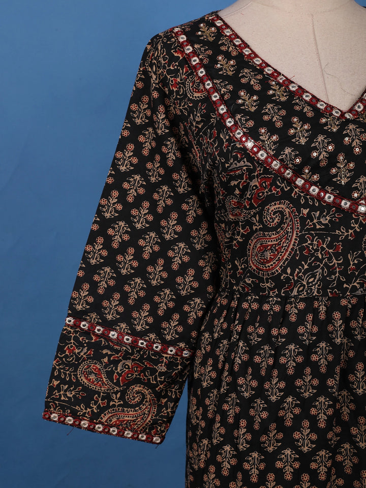 Black Ajrakh Design Printed Cotton Salwar Suit - Diadem