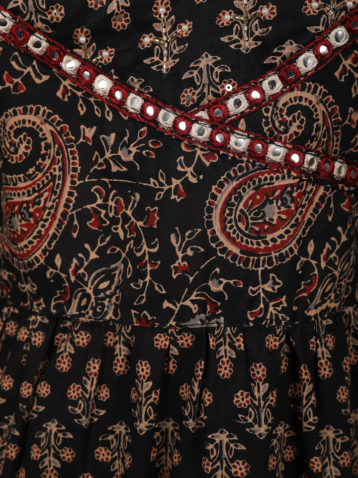 Black Ajrakh Design Printed Cotton Salwar Suit - Diadem