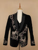 Black Animal Designed Men's Suit - Diadem
