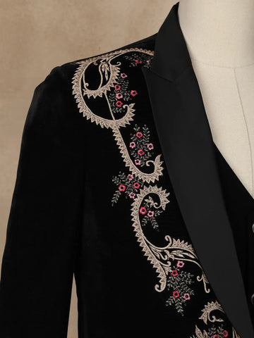 Black Animal Designed Men's Suit - Diadem