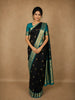 Black Butta Woven Design Pure Kanchipuram Silk Saree with Contrast Zari Border