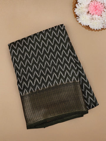 Black Chevron Designed Fancy Cotton Saree - Diadem