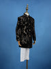 Black Cotton Floral Embroidery Sherwani And Pant Set - Diadem