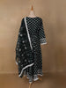 Black Dot Printed Cotton Salwar Suit Set with Lace Detailing - Diadem