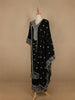 Black Floral And Mirror Work Cotton Salwar Suit - Diadem