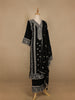 Black Floral And Mirror Work Cotton Salwar Suit - Diadem