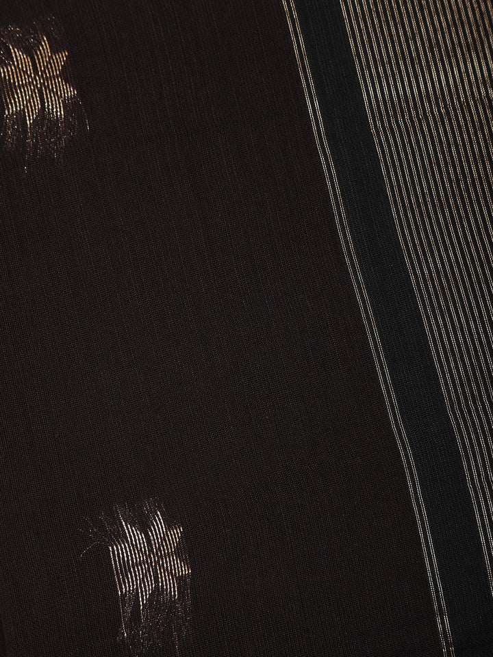 Black Floral Butta Fancy Cotton Saree - Diadem