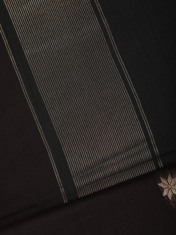 Black Floral Butta Fancy Cotton Saree - Diadem