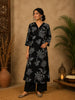 Black Floral Design Cotton Salwar Suit