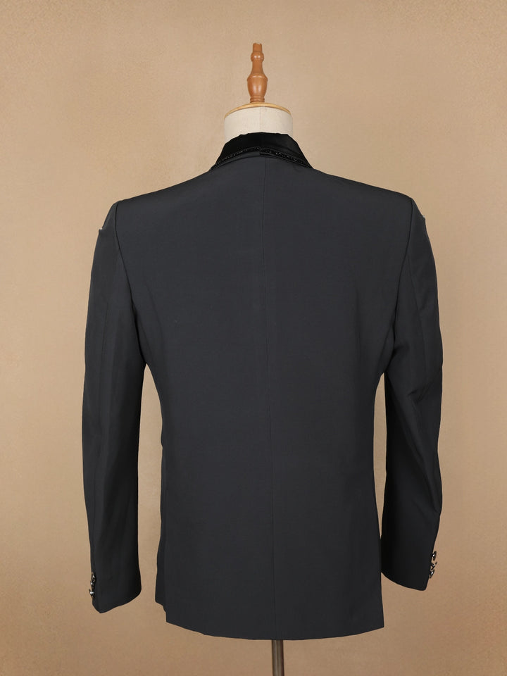 Black Floral Designed Fancy Men's Suit - Diadem
