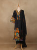 Black Floral Design Print Cotton Salwar Suit - Diadem