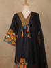 Black Floral Design Print Cotton Salwar Suit - Diadem