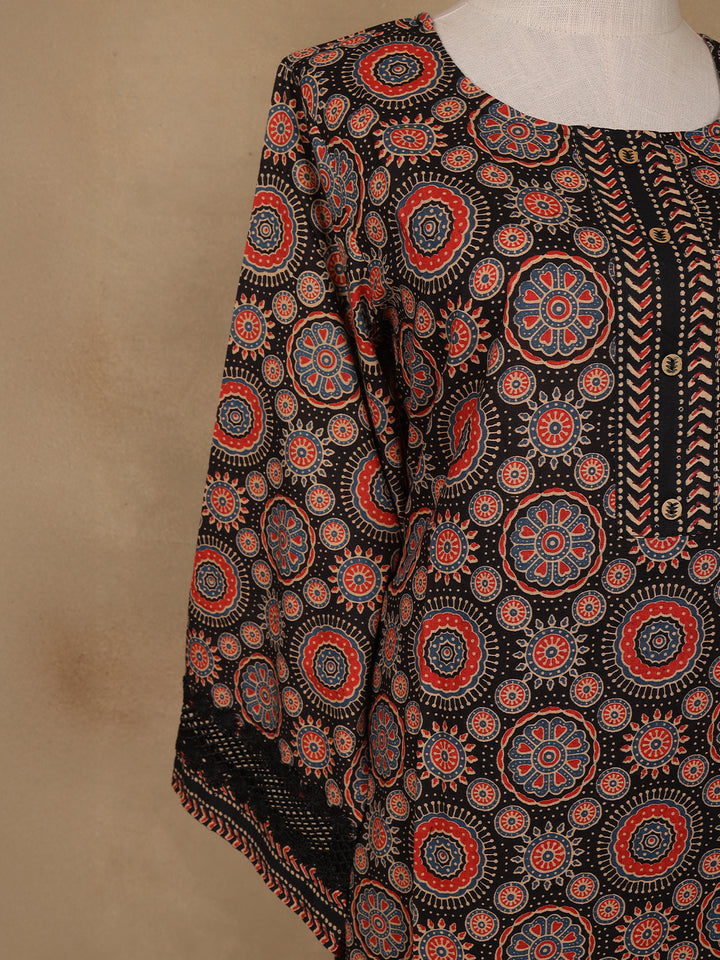 Black Floral Design Printed Cotton Salwar Suit - Diadem