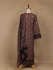 Black Floral Design Printed Cotton Salwar Suit - Diadem