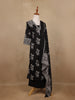 Black Floral Design Printed Cotton Salwar Suit - Diadem
