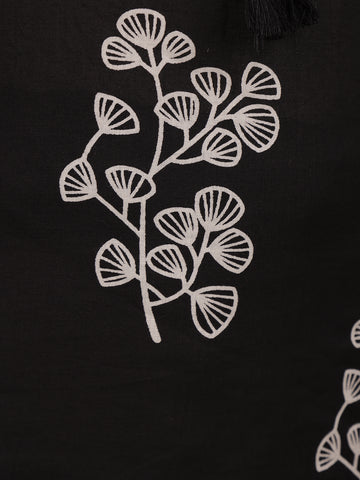 Black Floral Design Printed Cotton Salwar Suit - Diadem