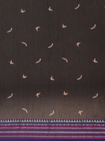 Black Floral Design Printed Kota Cotton Saree - Diadem
