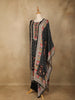 Black Floral Designed Chiffon Straight Cut Salwar Suit - Diadem
