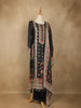 Black Floral Designed Chiffon Straight Cut Salwar Suit - Diadem
