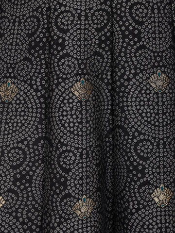 Black Floral Designed Cotton Gown - Diadem