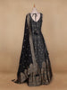 Black Floral Designed Cotton Gown - Diadem