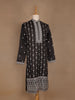 Black Floral Designed Cotton Kurta Set, With Pant