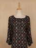 Black Floral Designed Cotton Kurti - Diadem