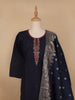 Black Floral Designed Cotton Salwar Suit - Diadem