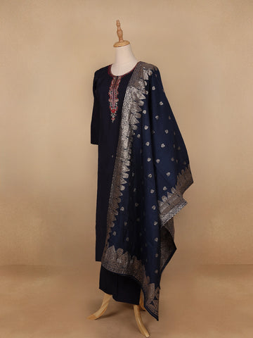 Black Floral Designed Cotton Salwar Suit - Diadem
