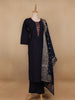 Black Floral Designed Cotton Salwar Suit - Diadem