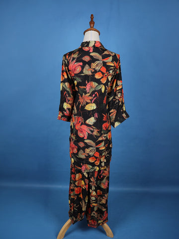 Black Floral Designed Cotton Salwar Suit - Diadem