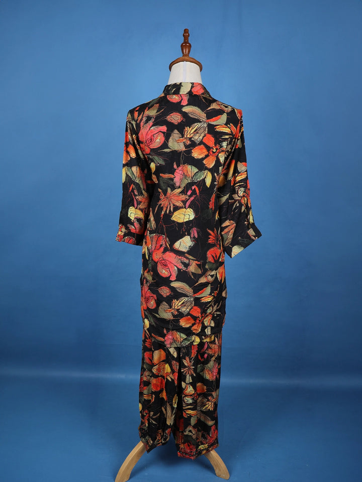 Black Floral Designed Cotton Salwar Suit - Diadem