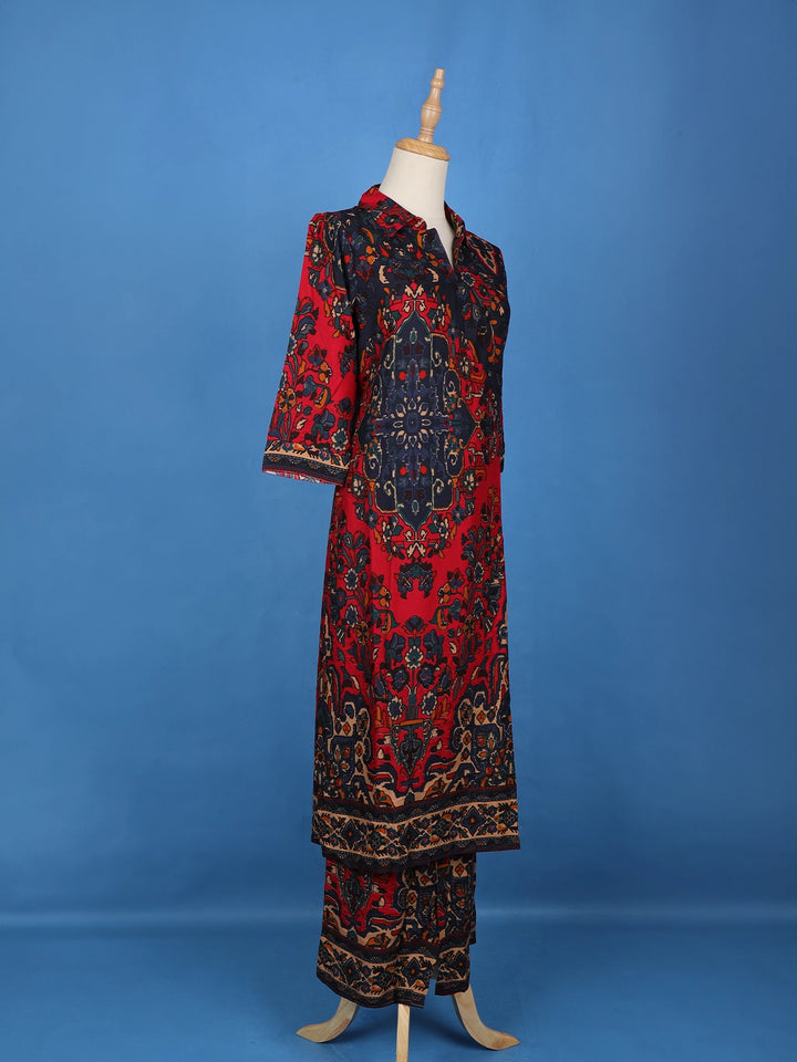 Black Floral Designed Cotton Salwar Suit - Diadem