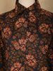 Black Floral Designed Cotton Straight Cut Salwar Suit