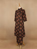 Black Floral Designed Cotton Straight Cut Salwar Suit