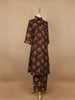 Black Floral Designed Cotton Straight Cut Salwar Suit