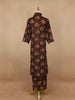 Black Floral Designed Cotton Straight Cut Salwar Suit