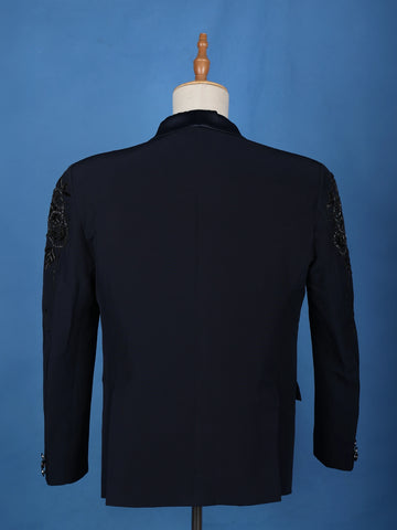 Black Floral Designed Fancy Men's Suit - Diadem