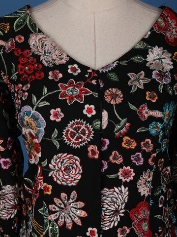 Black Floral Designed Georgette Palazzo Salwar Suit - Diadem