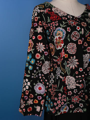 Black Floral Designed Georgette Palazzo Salwar Suit - Diadem