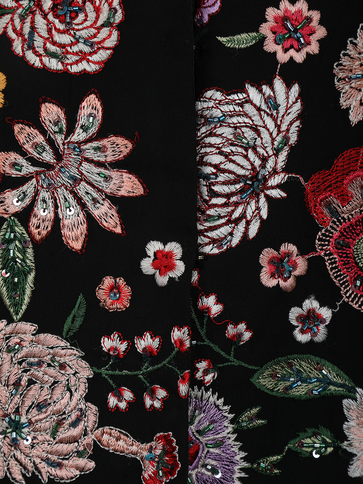 Black Floral Designed Georgette Palazzo Salwar Suit - Diadem