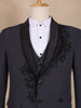 Black Floral Designed Men's Suit for Reception - Diadem