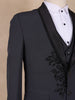 Black Floral Designed Men's Suit for Reception - Diadem