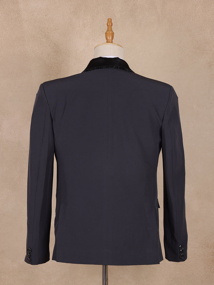 Black Floral Designed Men's Suit for Reception - Diadem