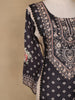 Black Floral Design Printed Cotton Salwar Suit - Diadem